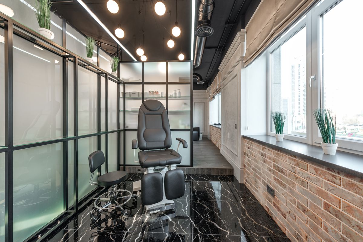 Nail salon pedicure chair and studio interior